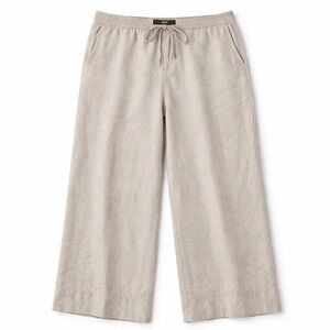 Talbots Linen Pants – 14 Tan Wide Leg Drawstring Irish Linen READ